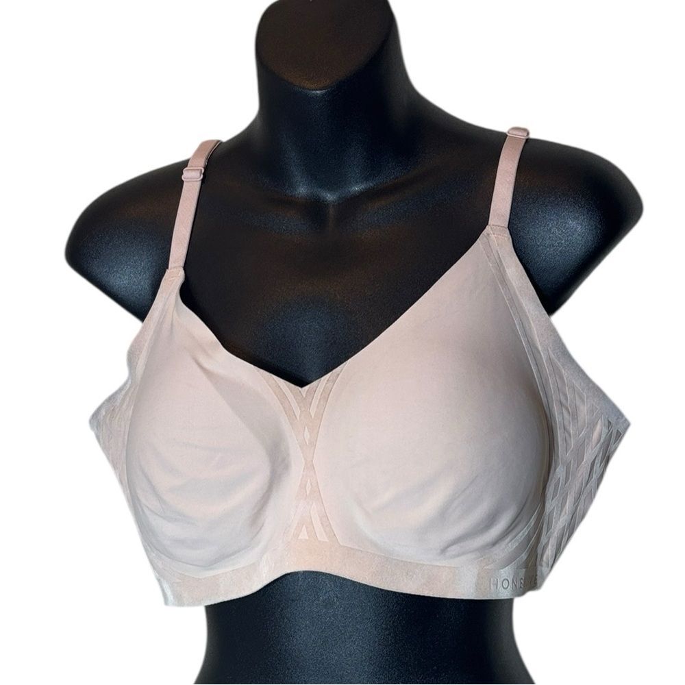 Honeylove silhouette bra women’s xl rose tan velvet wireless lift shapewear